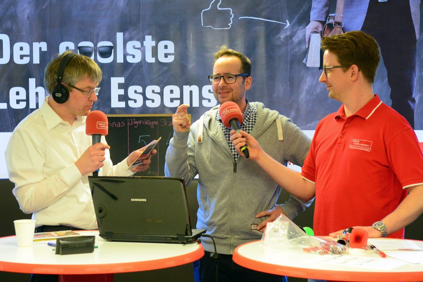 Während der Live-Sendung von Radio Essen wurde abgestimmt, wer der coolste Lehrer der Stadt ist. Foto: Radio Essen