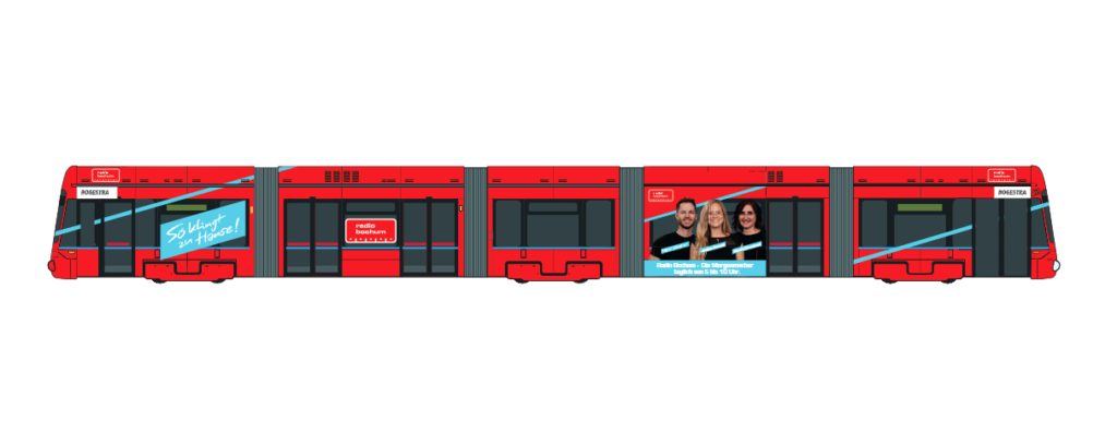 Straßenbahn mit So klingt zu Hause Branding