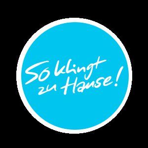So klingt zu Hause Schriftzug in blau